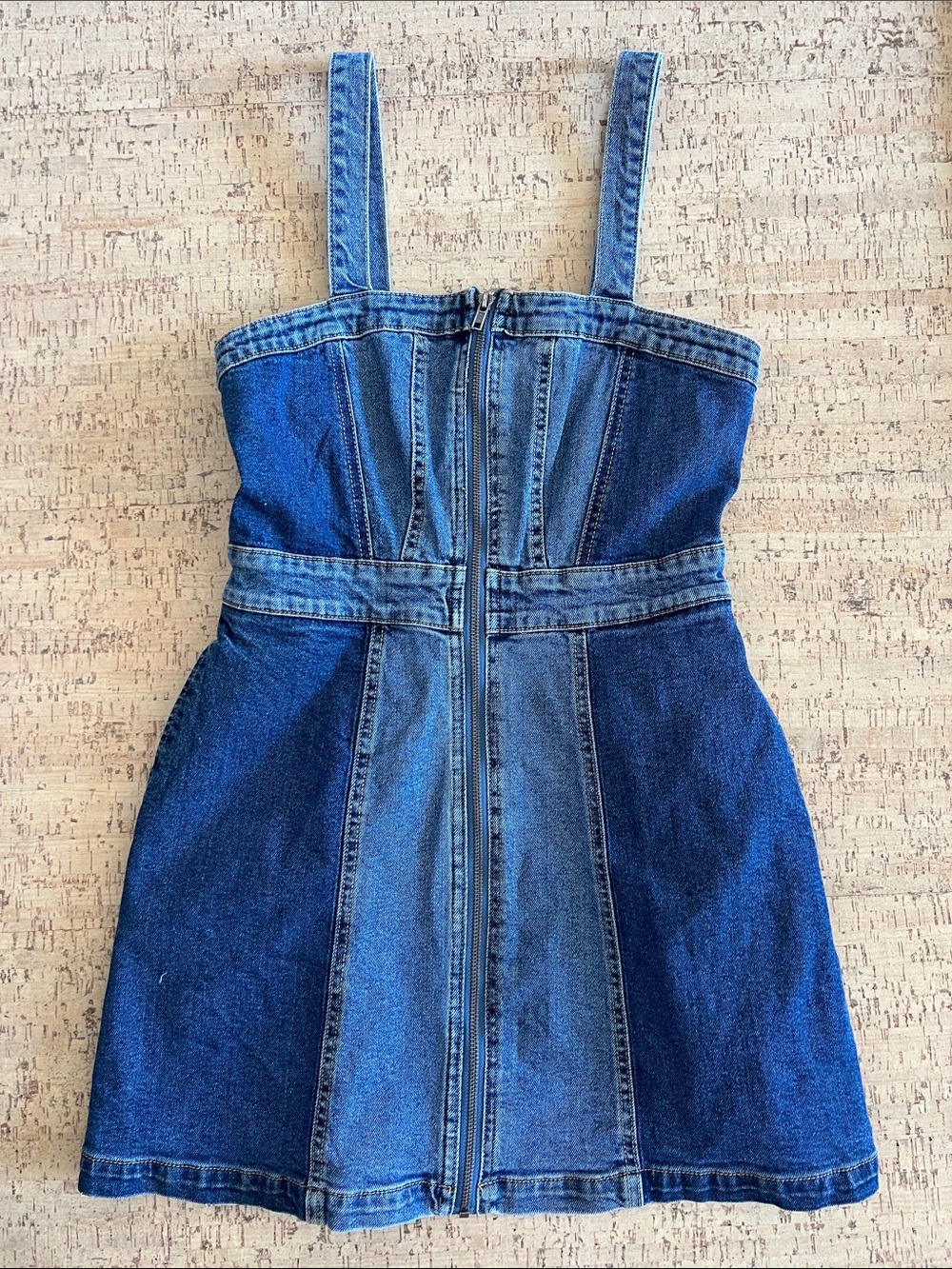 Wild Fable Denim Mini Dress Corset Zip Front Fit & Flare Size Small
